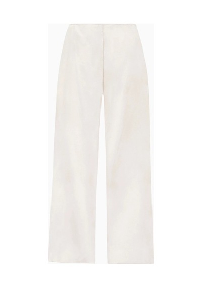 Because Of Alice Formal Satin Straight Leg Trousers Saten Düz Paça Kadın Pantolon Kırık Beyaz