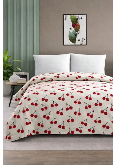 Çift Kişilik Pike Yatak Örtüsü %100 Pamuk 220x230 Krem