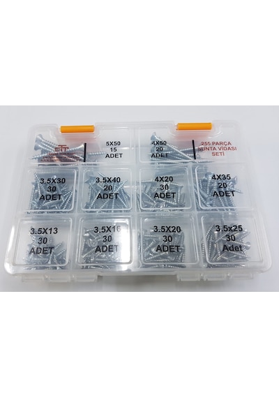 Sunta Vidası Seti 255 Parça -Ahşap Plastik V.B Vida Set N11.26206