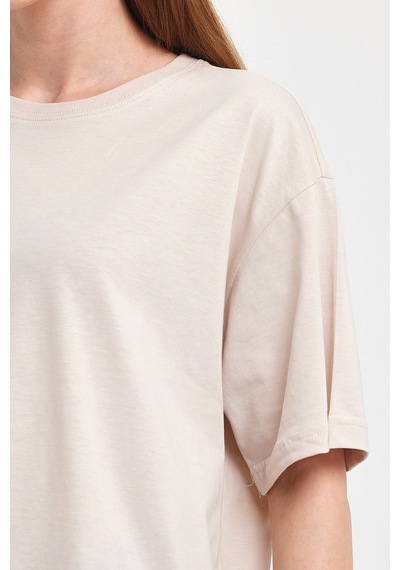 Odda 0008 Kadın Oversize Tişört Bej