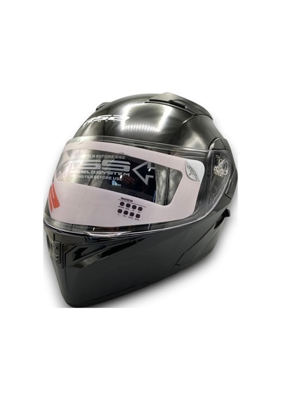 Motosiklet Rs2 Kask Çene Açılır Güneş Vizör Glos Black Kask370gmatxl Siyah