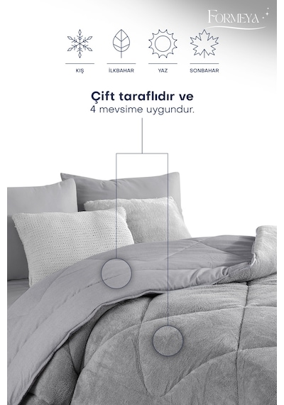 Formeya Battal Boy Lüx Welsoft Çift Taraflı Yorgan - Gri