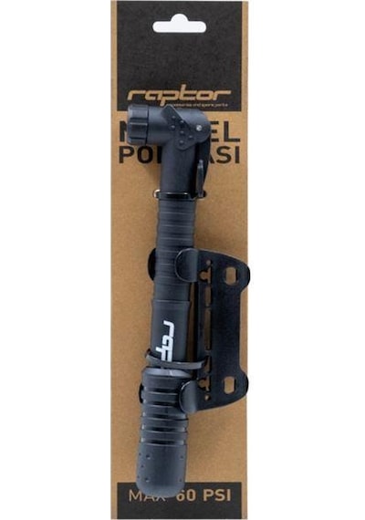 Raptor Hp-2 Standart Mini El Pompası Göstergesiz Yüksek Basınç Bisiklet Pompası Siyah Renk