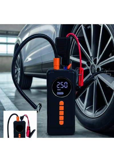 10000mah Powerbank Özellikli Dijital Araç Kompresörü 250 Psı Lastik Şişirme Ve 1000a Akü Takviye Cih