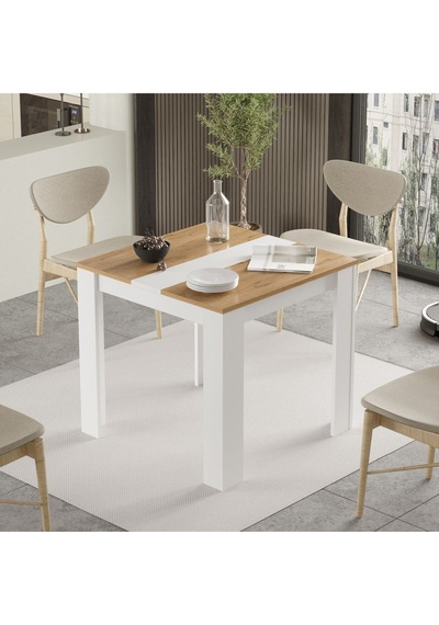 Aven Yemek Masası 80x80 Sepet-beyaz Ave20-sw Sepet Ceviz - Beyaz