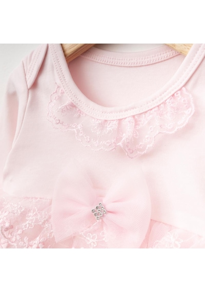 Ürünya Kız Bebek Tokalı Tüllü Zıbın Elbise Pembe