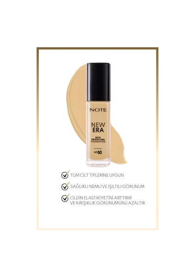 Note Cosmetique New Era Skin Protecting Spf 50 Nemlendirici Etkili Hyaluronik Asitli Fondöten - 130 Beige