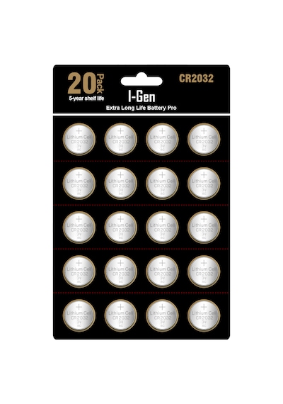I-Gen CR2032 Pil 20'li Paket Tartı, Baskül, Şeker Ölçüm Cihazı Pili Lityum Düğme Pil 3V 2032
