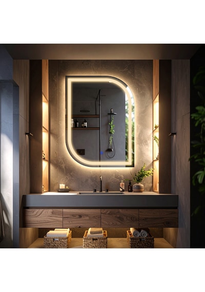 Curva Günışığı Kumlamalı Lavabo & Banyo Aynası Dokunmatik Sensörlü 80 X 60