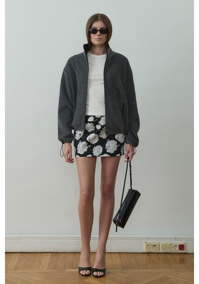 Suud Collection Füme Anu Oversize Fermuarlı Polar Hırka