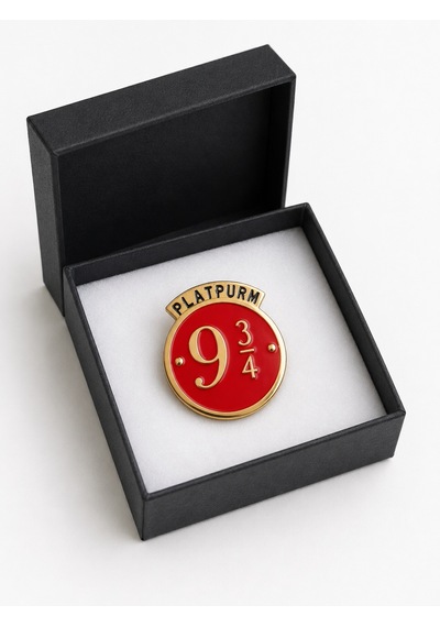 Harry Potter Peron 9¾ Temalı Kırmızı Gold Koleksiyonluk Rozet Hediye Gri