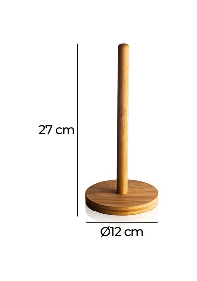 Nora Yuvarlak - Bambu Dik Peçetelik Kağıt Havluluk Yuvarlak Rulo Havluluk 27 cm