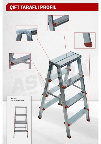 Asvera 4+4 Çift Çıkışlı Profil Merdiven