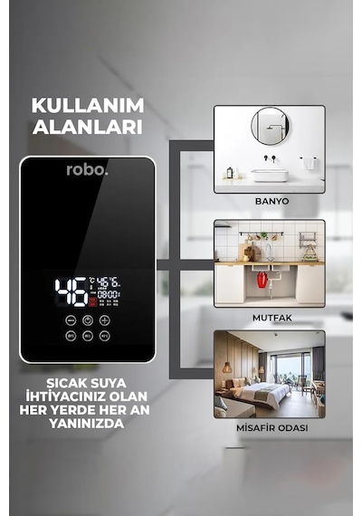 Dijital Akıllı Şofben -  Duş Başlığı li