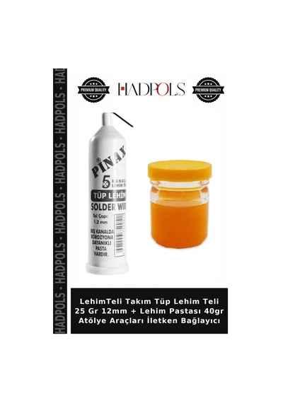 Lehimteli Takım Tüp Lehim Teli 25 Gr 12mm + Lehim Pastası 40gr Atölye Araçları İletken Bağlayıcı