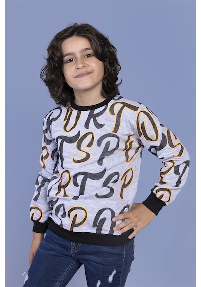 Toontoy Kids Toontoy Erkek Çocuk Komple Baskılı Sweatshirt Gri Melanj