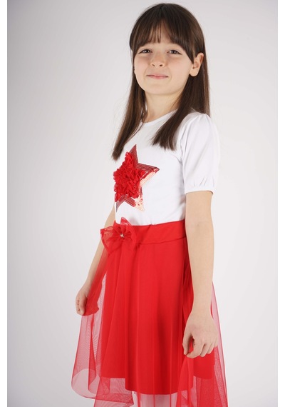 Miniko Kids 23 Nisan 29 Ekim Konsept Yıldız Pullu Tül Detaylı Kuyruk Tül Etekli Takım Kırmızı Miniko Kids 23 Nisan 29 Ekim Konsept Yıldız Pullu Tül Detaylı Kuyruk Tül Etekli Takım Kırmızı