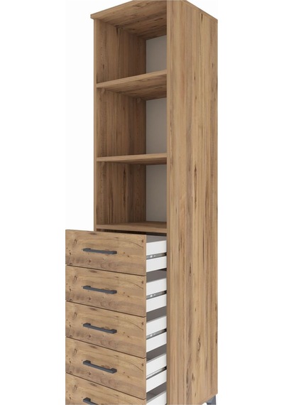 Hyperion Dolap 3 Raflı 5 Çekmeceli 44x44x195 Çam-çam Çam