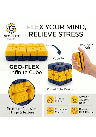 Taraftar Rengini Seç Fidget Cube - Sarı - Lacivert - Dayanıklı Stres Küpü Ve Konsantrasyon Aracı