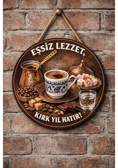 Mayeka Cafe Restoran İçin Türk Kahvesi Kahve Duvar Kapı Tablo Süsü Ahşap Askılı Pano Tabela No 29