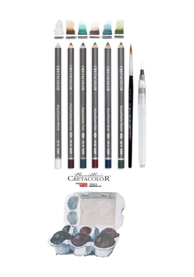 Cretacolor 6'lı Aquarell Sulandırılabilir Fırçalı Karakalem Eskiz Çizim Kalemi Seti