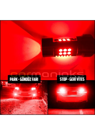 P21W 1157 Bay15D Çift Duy Park Stop Geri Vites Gündüz Far Ampülü