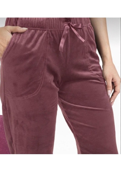 Kadın Soft Cepli Fransız Kadife Tek Alt Pijama Gülkurusu
