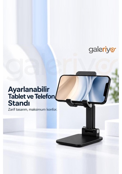 Galeriyo Katlanabilir Ayarlanabilir Tablet Ve Telefon Standı Siyah