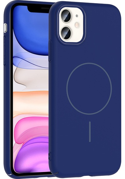 Apple Uyumlu iPhone 11 Uyumlu Kılıf Magsafe Şarj Özellikli Zore Ruby Silikon Kapak - Lacivert Lacivert -