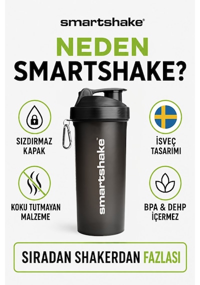 Smartshake Lite Serisi 1000 Ml Siyah Protein Shaker