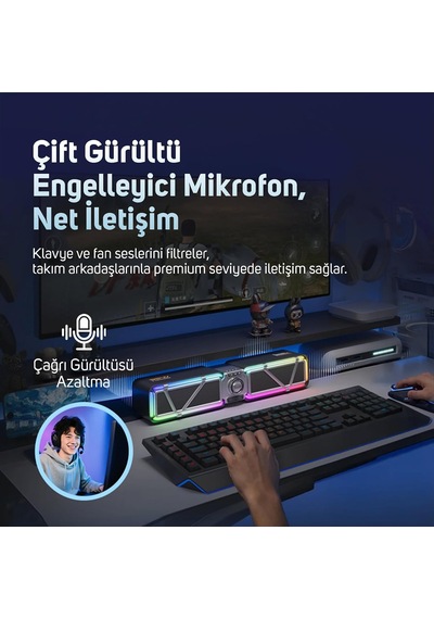 D-base 30w Masaüstü Bluetooth Gaming Hoparlör, Rgb Işıklı, Çift Portlu 35w Hızlı Şarj, Usb/aux/bluetooth6.0 Pembe