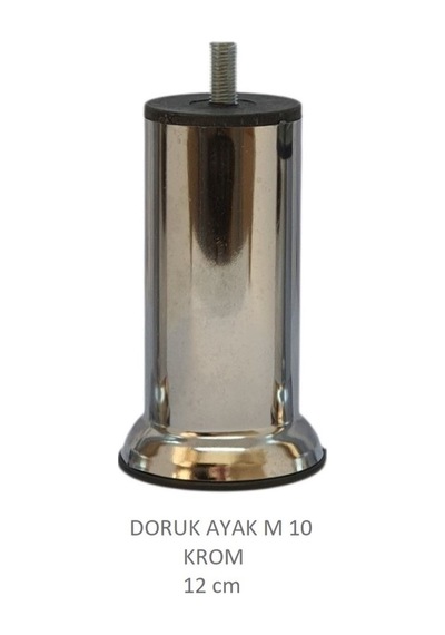 Doruk Ayak, Cıvatalı Baza Koltuk Dolap Ayağı, Metal, Krom, M10, 12 Cm Krom