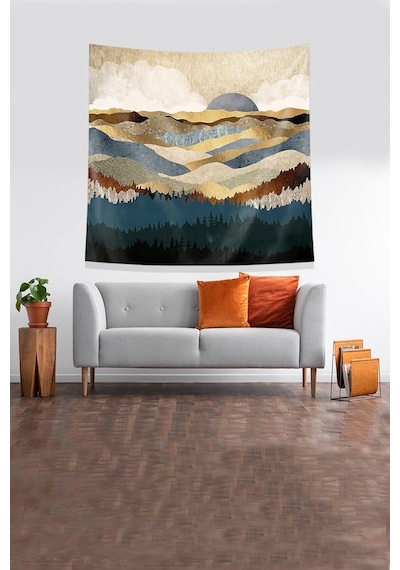Pelangi Gold Doğan Güneş Leke Tutmaz Kadife Kumaş Duvar Örtüsü Duvar Halısı Tapestry Kwll323, 35 X 50 Diğer