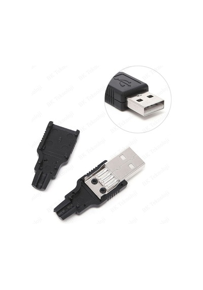 Plastik Muhafazalı Lehim Tipi 4 Pin USB A Erkek Fiş
