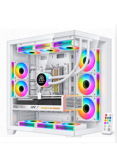 Gametech Prıme Pro 8x120mm Argb Aynalı Fanlı Kumandalı Beyaz Bilgisayar Kasası