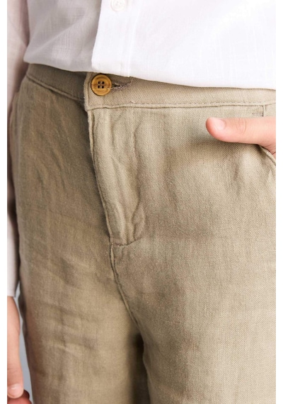 Defacto Regular Fıt Düz Paça Keten Pantolon Erkek Çocuk G5094a826spkh433 Haki-kh433