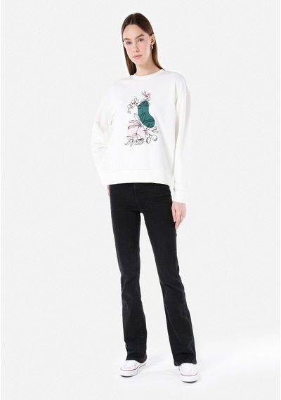 Colin's Colins Regular Fit Yuvarlak Yaka Baskılı Kadın Beyaz Sweatshirt Cl1068067 Q1.v2 Ofw Beyaz Colin's Colins Regular Fit Yuvarlak Yaka Baskılı Kadın Beyaz Sweatshirt Cl1068067 Q1.v2 Ofw Beyaz