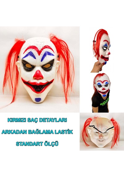 Go İthalat Kızıl Saçlı Joker Palyaço Maskesi 14+ Yaş