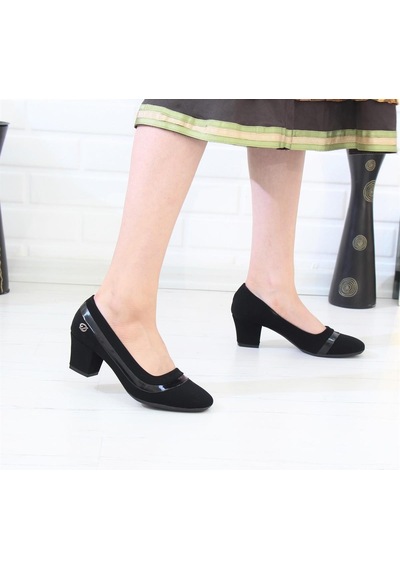 Nesil Shoes Desca 238 Siyah Süet Topuklu Günlük Kadın Ayakkabı-siyah Süet Siyah