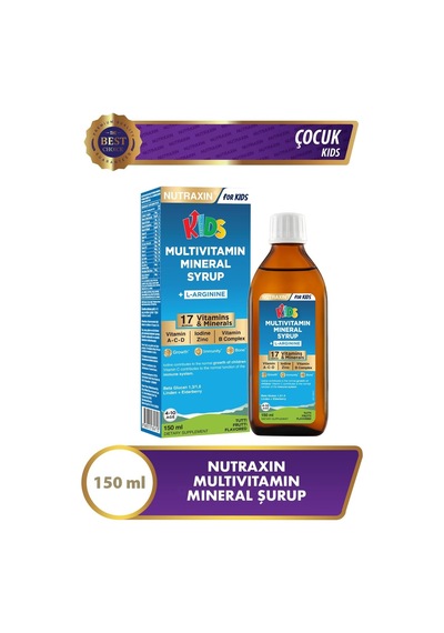 Kids Multivitamin Mineral Şurup 150 Ml 17 Vitamin Ve Mineral, L-arjinin, Kara Mürver, Beta Glukan, Çocuklar İçin Bağışıklık Ve Gelişim Desteği