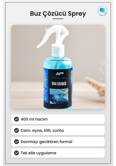 Buz Çözücü Sprey 400 Ml Buzlanma Önleyici Ön Cam Ayna Kapı Kilidi Çok Renkli