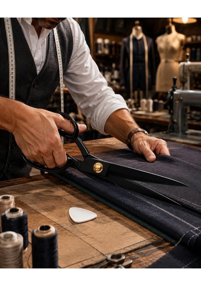 Profesyonel Terzi Makası, Ergonomik 4 Parmak Sap, Yüksek Mangan Çelik, Kumaş Makası, Ultra Keskin, Hassas Kesim, Darbeye Dayanıklı, Üst Kalite, Kaplamalı Dikiş Makası 10"