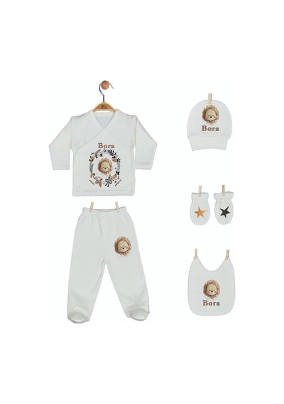 Pia Baby Gl 1909-06 İsme Özel Yastık Battaniye Zıbın Set Krem
