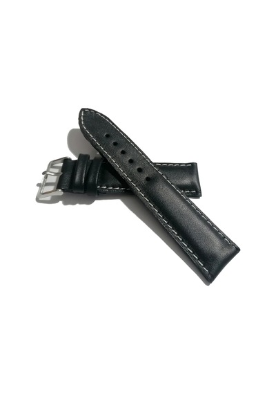 Fado&her Saate Uyumlu Hakiki Deri Saat Kordonu Siyah Beyaz Dikişli 18 Mm 485 Siyah - Beyaz