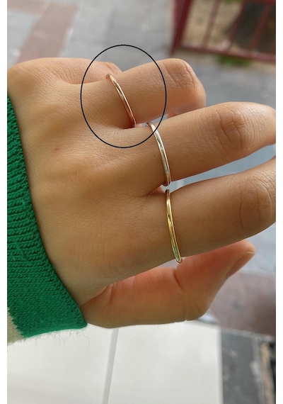 Gümüş 1,5mm Kalınlıkda İnce Tel Yüzük Rose