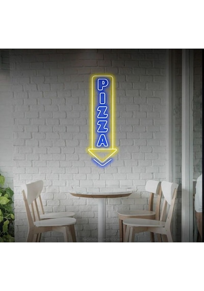 Pizza Yazılı Neon Tabela Mavi