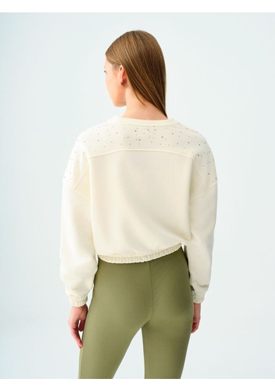 LOFT Long Crop Kadın Sweatshirt Lf2037666 Q1.v1 Ekru
