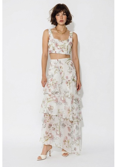 Kadın Çiçek Desenli Crop Bluz Ve Astarlı Kat Kat Volanlı Uzun Etek Takım Dt261007 60286322 - Yeşil Kadın Çiçek Desenli Crop Bluz Ve Astarlı Kat Kat Volanlı Uzun Etek Takım Dt261007 60286322 - Yeşil