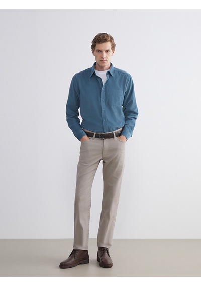 Lcwaıkıkı Classic Mavi Regular Fit Uzun Kollu Kadife Erkek Gömlek