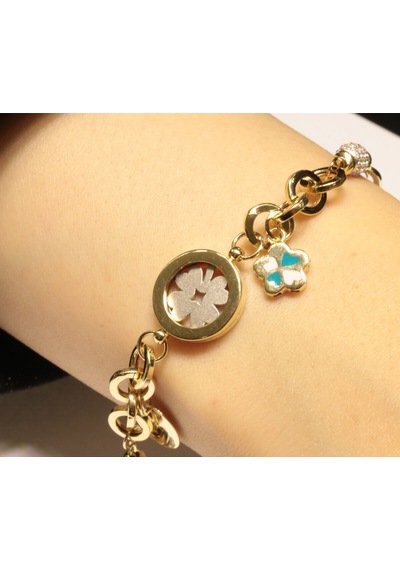 14 Ayar Altın Charm Model Yonca Bileklik Sarı Altın